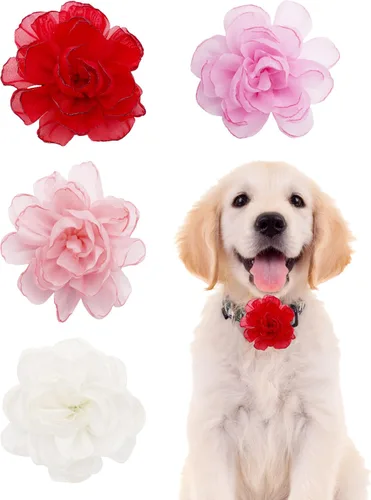 Miniatura 14 de PET SHOW Dijes de flores para perros pequeños de San Valentín, accesorios para perros medianos y grandes, gatos, cachorros, conejos, cerdos, lazos