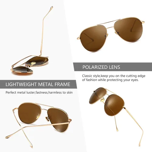 Miniatura 4 de SUNGAIT Women's Lightweight Oversized Aviator Sunglasses - Mirrored Polarized Lens