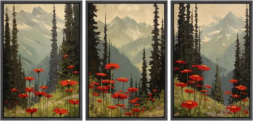Miniatura 71 de SIGNWIN Lienzo enmarcado para pared, juego de arte tranquilo con reflejo de lago, acuarela, montaña y agua, ilustraciones modernas, arte abstracto