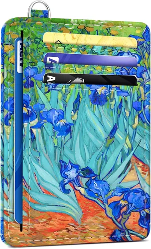 Miniatura 18 de SEAVILIA Tarjetero de crédito para mujer, cartera RFID para mujer, tarjetero de bolsillo frontal delgado y minimalista, bonito estuche delgado