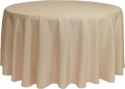 YOUR CHAIR COVERS - Mantel redondo de poliéster prémium de 120 pulgadas - Mantel de lino color champán para mesas redondas estándar