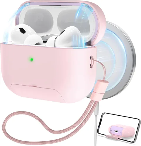 Miniatura 14 de RFUNGUANGO Funda protectora para AirPods Pro de 2ª generación, con función de soporte para teléfono, bloqueo de cubierta magnética, para AirPods Pro