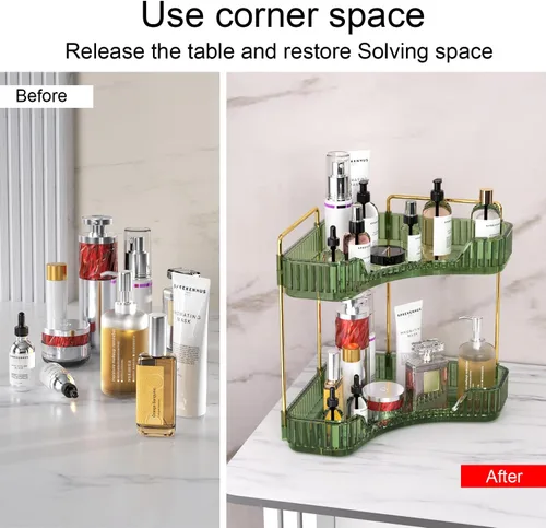 Miniatura 4 de GTI Organizador de 2 niveles para encimera de baño, organizador de esquina multifuncional para encimera de baño, organizador de maquillaje y perfume