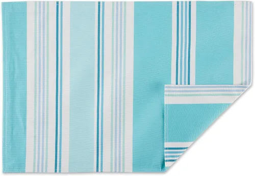 Miniatura 4 de DII - Colección de mesa de verano con rayas para exterior, uso múltiple, lavable a máquina, juego de manteles reversibles, 13x19, casa de playa