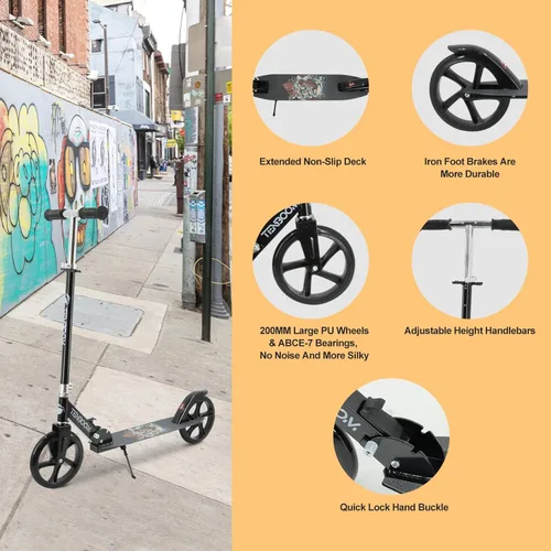 Miniatura 5 de Kick Scooter for Ages 6+, Kids, Teens & Adults. Max Load 240 LBS. 8IN Big Wheels for Kids, Teens & Adults, 3 Adjustable Levels