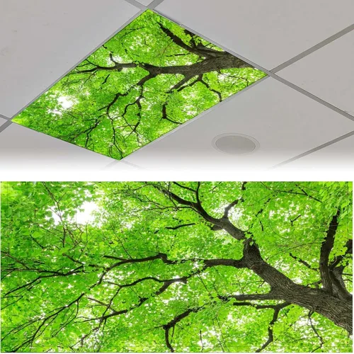 Sunnyhut 2 cubiertas de luz fluorescente para luces de techo, cubierta magnética de árboles verdes para lámparas fluorescentes o LED,