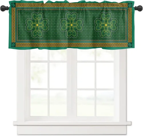 Miniatura 32 de Cenefa de cortina con lazo rojo de Navidad para ventanas, sala de estar, cocina, baño, granja, bolas de Navidad de acuarela con diseño de bayas