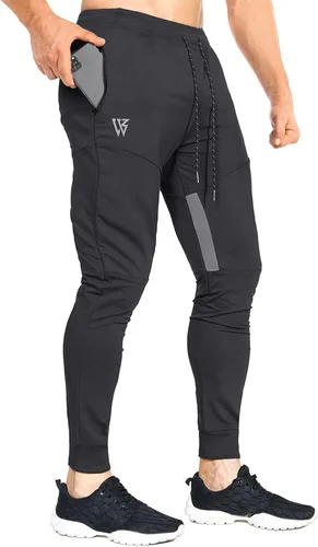 ZENWILL Pantalones de entrenamiento cónicos para hombre, pantalones deportivos de entrenamiento ajustados con bolsillos con cremallera