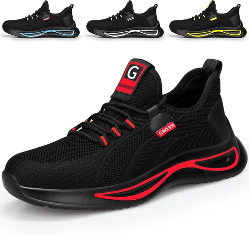 GLANOUDUN Zapatos de punta de acero para hombre, zapatos de trabajo ligeros para hombres, zapatos de seguridad indestructibles para hombres, zapatos