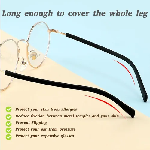 Miniatura 3 de Patillas de repuesto para gafas, antideslizantes y largas de silicona para lentes de metal fino