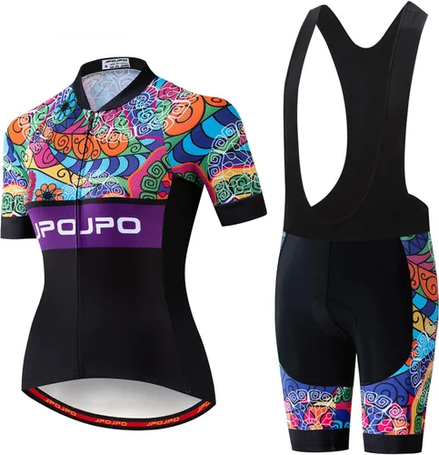 Miniatura 29 de Camiseta de ciclismo para mujer + pantalones cortos acolchados de manga corta para ciclismo, ropa de bicicleta