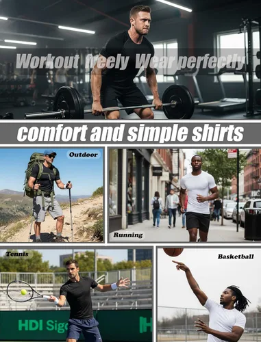 Miniatura 6 de TELALEO 6 Pack Men's Compression Shirt Short Sleeve Athletic Baselayer Sports T Shirts Workout Tops for Men Black White