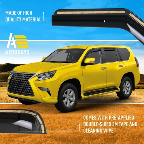 Miniatura 6 de Deflectores de ventana extra duraderos en el canal, protectores de lluvia aptos para Lexus GX 2010-2023, viseras solares, ventilación de viento