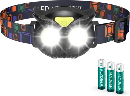 Linterna frontal para niños, lámpara LED con 4 modos, IPX5 impermeable para la frente, linterna de cabeza para adultos y niños al aire libre,
