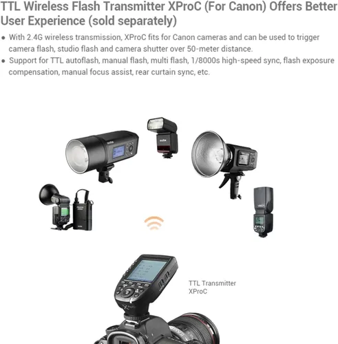 Miniatura 3 de Godox Flash V350C para Canon 1/8000s HSS 2.4G GN36 500 Full Power Flashs 0.1s-1.7s Tiempo de reciclaje TTL Speedlight para Canon 6D 80D 77D 70D 60D