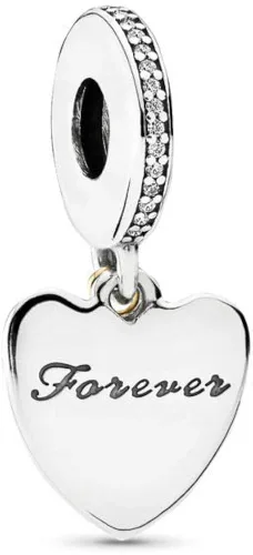 Miniatura 2 de MiniJewelry - Abalorio de plata de ley con texto en inglés I Love You diseño de texto I Love You