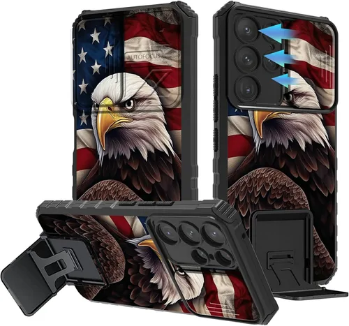 Miniatura 909 de Funda para Samsung Galaxy S22 Ultra 5G, Galaxy S22 Ultra con cubierta de cámara deslizante, funda resistente de doble capa con función atril Black