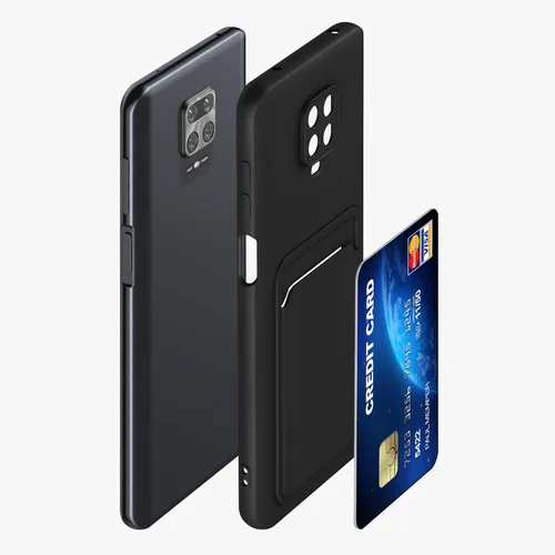 Miniatura 5 de kwmobile Funda compatible con Xiaomi Redmi Note 9S / 9 Pro / 9 Pro Max - Funda para teléfono TPU con tarjetero - Negro mate