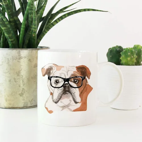 Miniatura 2 de Andaz Press Funny Preppy Dog Art - Taza de café (1.3 fl oz, 0.4 fl oz), diseño de bulldog inglés en vasos negros, 1 paquete, regalo de Navidad