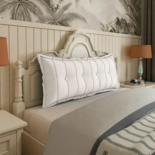 Miniatura 11 de Johnear Almohada Grande para Cabecero de Algodón y Lino, Cojín para Cama Diurna, Respaldo, Almohada Cilíndrica de Soporte y Posicionamiento