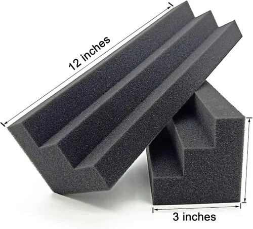 Miniatura 2 de Paneles de espuma acústica de 12 x 3 x 3 pulgadas, trampas para graves esquinas de espuma acústica, paneles de espuma a prueba de sonido para pared