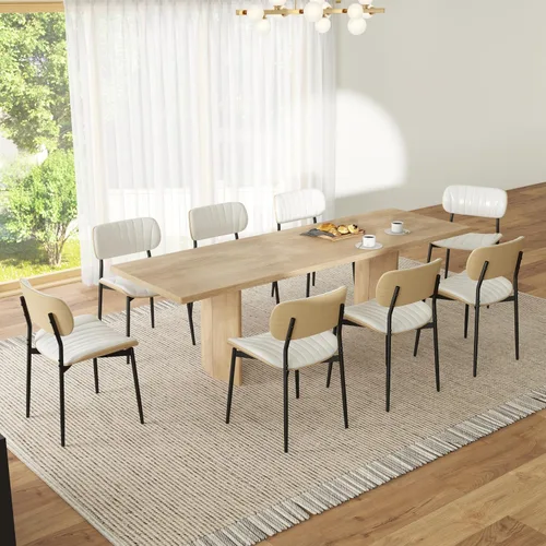 Miniatura 15 de HENGJIANYI Bentwood - Juego de 2 sillas de comedor modernas de piel sintética con patas de metal, sillas de cocina tapizadas de mediados de siglo