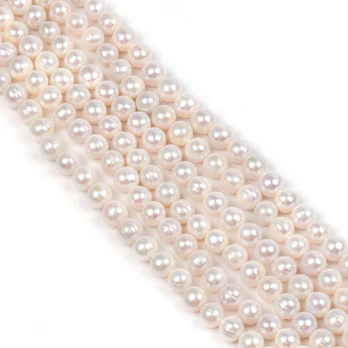 Miniatura 50 de Cuentas de perlas de arroz de agua dulce naturales de 0.35 a 0.35 pulgadas, perlas auténticas de 14 pulgadas, cuentas sueltas para hacer joyas