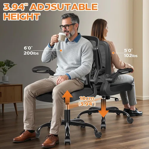 Miniatura 7 de Silla de oficina ergonómica 2026 – Silla de escritorio de malla con reposabrazos abatibles, altura ajustable y lumbar, cómodas sillas de computadora