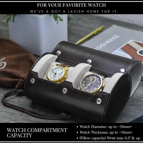 Miniatura 3 de Estuche de viaje para hombres con 2 relojes Mirage Watch Roll, accesorio de regalo, color espressomarfil