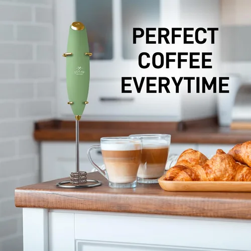 Miniatura 151 de Zulay Milk Boss Espumador de leche potente manual, hace espuma para latte, batidor para mezclar bebidas, café, miniespumador para capuchino, frappé