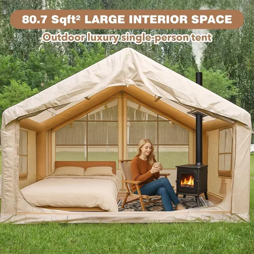 Miniatura 8 de SENLEETO Tiendas de campaña inflables para acampar de 6 a 8 personas, tienda de campaña inflable de lujo con puerto de CA, casa de tienda inflable