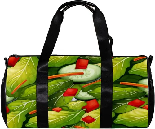 Healthy Green Salad Dish Sports Duffel Bag Travel Tote Carry on Weekender Gym Overnight Bag for Men & Women