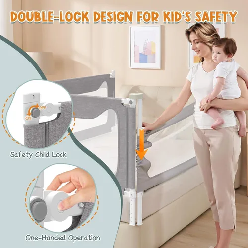 Miniatura 3 de G TALECO GEAR Baranda de cama para niños pequeños, rieles laterales protectores estables de cama, protector de baranda de cama para bebés para cama