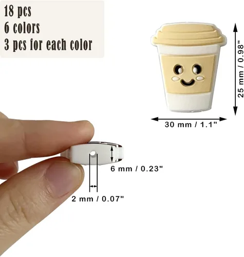 Miniatura 3 de 18 cuentas de taza de café de dibujos animados en forma de taza, cuentas espaciadoras planas sueltas para hacer llaveros, pulseras, collares