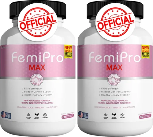 Miniatura 7 de FemiPro MAX Suplemento de apoyo urinario para mujer, 60 cápsulas, control de vejiga extra fuerte con arándano, hibisco, diente de león, vegano, sin