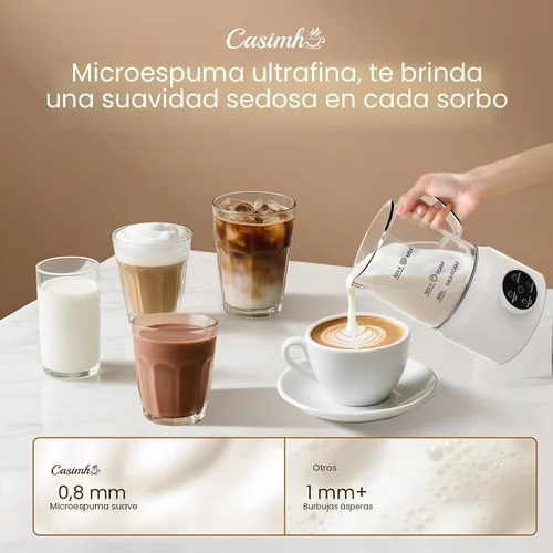 Miniatura 3 de Casimhu Espumador de Leche 4 en 1, Espumador de Leche Eléctrico y Vaporizador con Pantalla Táctil LED, Fondo Forrado de Cerámica, Calentador