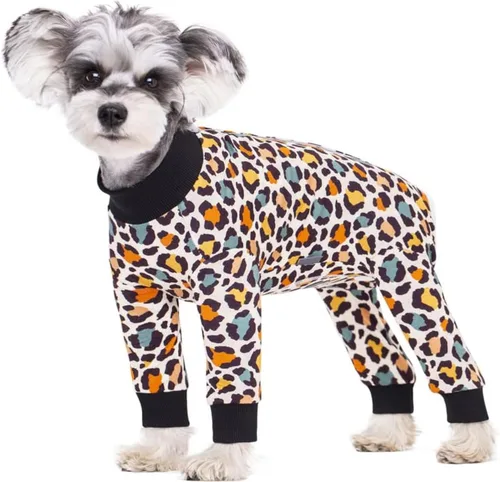 Miniatura 9 de Traje de recuperación a rayas para perros, mameluco para cachorros después de la cirugía para perros hembras y machos, pijama de manga larga tipo