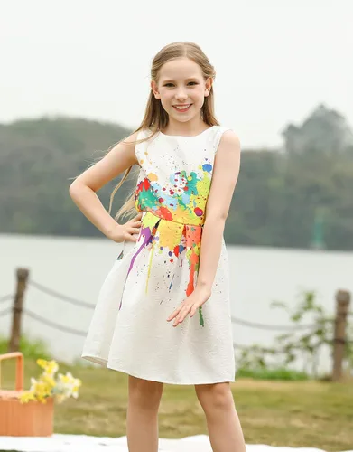Miniatura 4 de Vestido informal de verano 21KIDS con estampado creativo artístico multicolor tallas 6-12