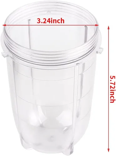 Miniatura 2 de Piezas de repuesto para tarros altos de 16 onzas, compatibles con el exprimidor original Magic Bullet MB1001 250W (paquete de 2)