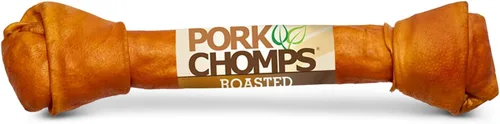 Miniatura 13 de Pork Chomps Masticable para perros de piel de cerdo al horno, nudo de 11 pulgadas, 1 unidad