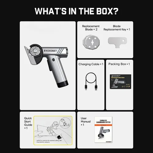 Miniatura 8 de Tijeras eléctricas de cartón con luz LED, batería recargable de 2600 mAh, motor sin escobillas, hoja de acero de tungsteno, corta tela, cuero