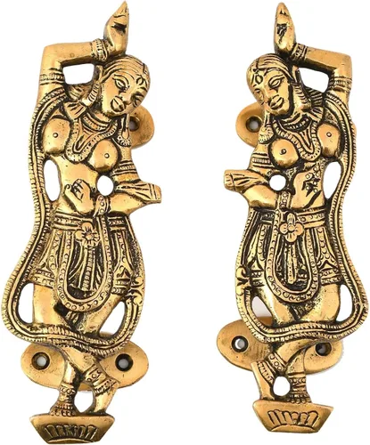 Miniatura 8 de LoveNspire Tiradores decorativos antiguos de puerta de dama bailarina de 6.8 pulgadas, par de 2 pomos únicos de latón para cajón, estante, armario