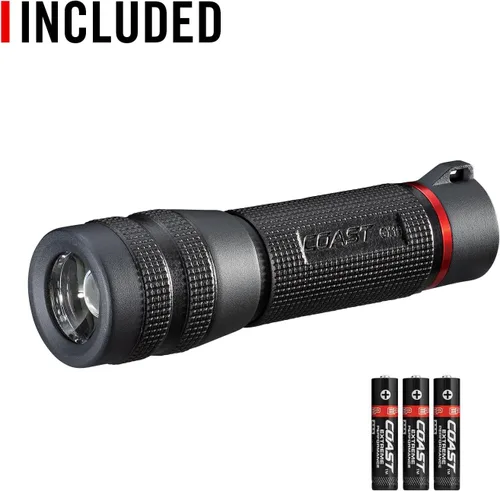 Miniatura 8 de Coast GX10 - Linterna LED compacta y resistente al agua de 550 lúmenes con doble alimentación, mango con textura de agarre, 4 modos de luz, enfoque