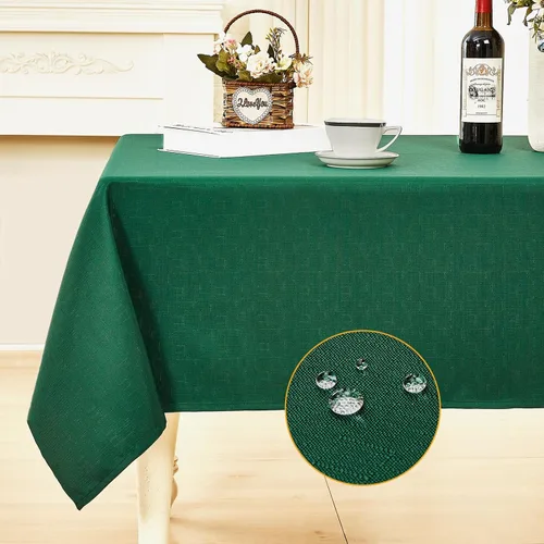 Miniatura 14 de Mantel rectangular de lino texturizado impermeable y sin arrugas, mantel de granja resistente a las manchas, mantel decorativo de tela para mesa