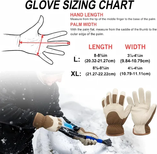 Miniatura 21 de HANDLANDY Guantes de trabajo aislados, guantes térmicos de invierno impermeables para hombres y mujeres