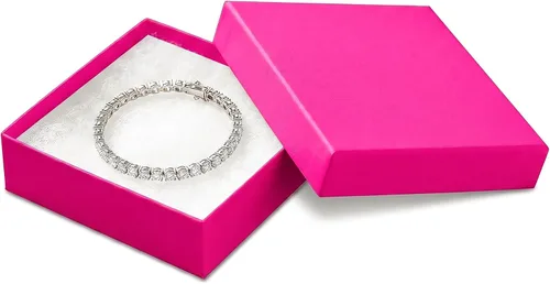 Miniatura 17 de The Display Guys - Paquete de 100 cajas de cartón de papel kraft rellenas de algodón #21 para joyas, cajas de regalo, color fucsia neón