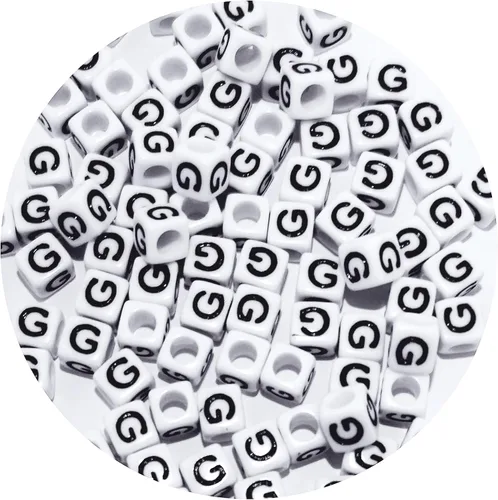 Miniatura 33 de Cuentas cuadradas de letras acrílicas de 0.236 x 0.236 pulgadas, cuentas A del alfabeto para pulseras, joyería, llavero DIY, 100