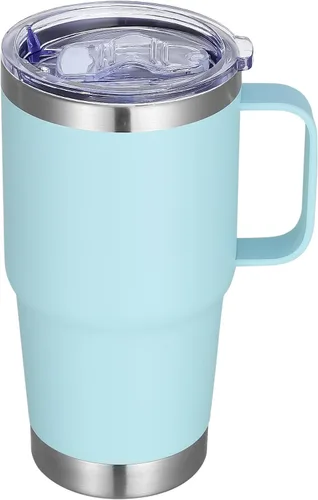 Miniatura 11 de Vaso térmico de acero inoxidable de 20 oz con asa, envase a granel, vasos termales metálicos aislados, taza de café de viaje con asa, vaso de doble