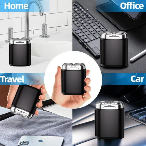 Miniatura 7 de Mini afeitadora eléctrica de doble cabeza, maquinilla de afeitar eléctrica portátil para hombres, tamaño de bolsillo, lavable, doble cabeza