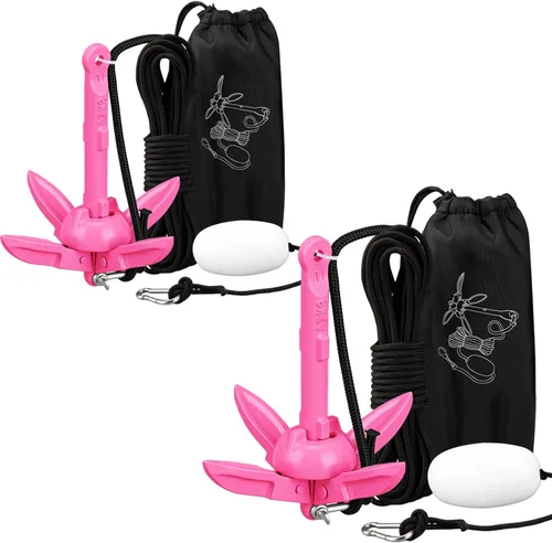 Miniatura 47 de Lounsweer Paquete de 2 anclajes de kayak marino de 1.5/3.5 libras, kit de anclaje plegable para barco, kayak, pesca, accesorios para botes pequeños